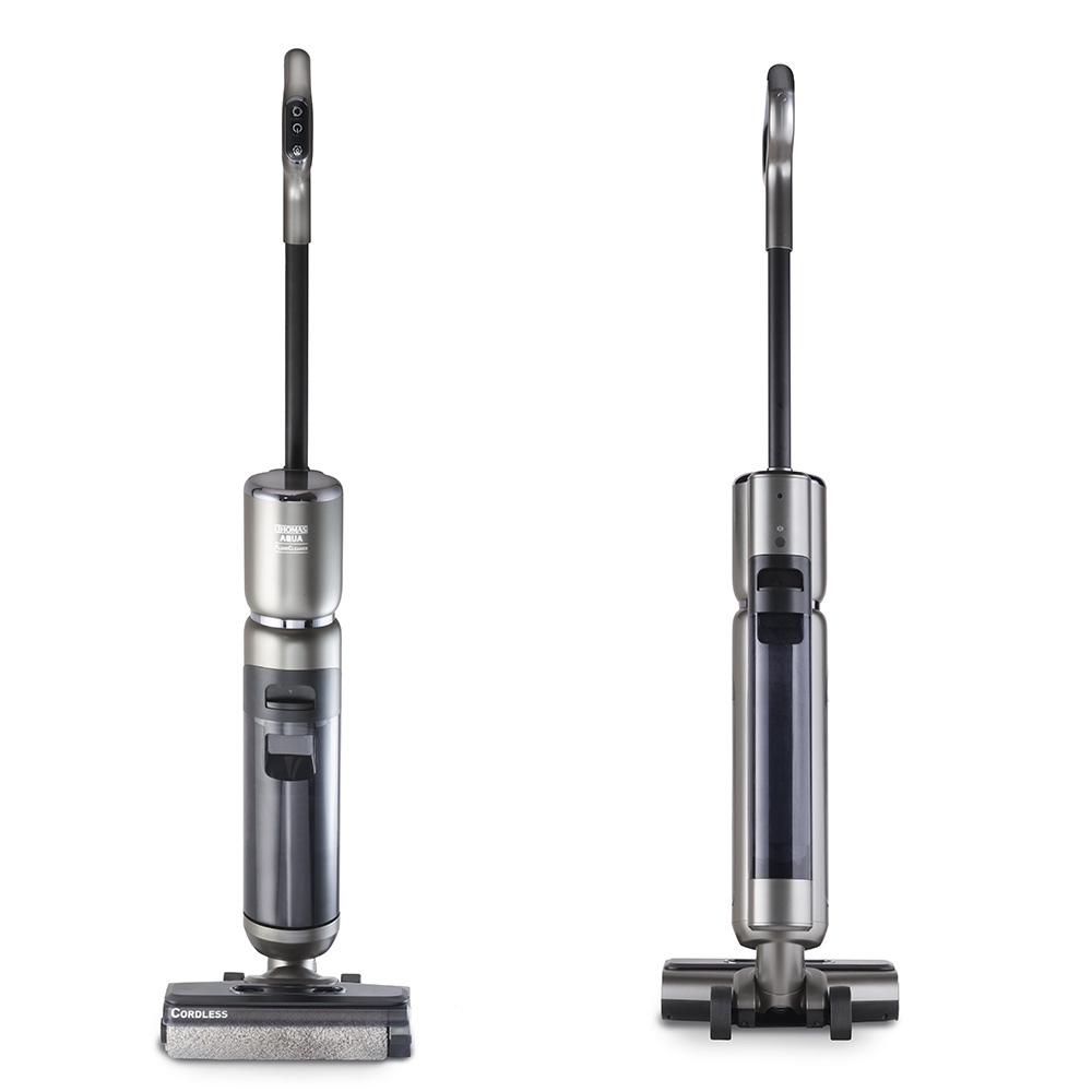 AquaFloorCleaner Cordless, вид спереди и сзади Аккумуляторный моющий пылесос AquaFloorCleaner Cordless, вид спереди и сзади, стильный и современный дизайн
