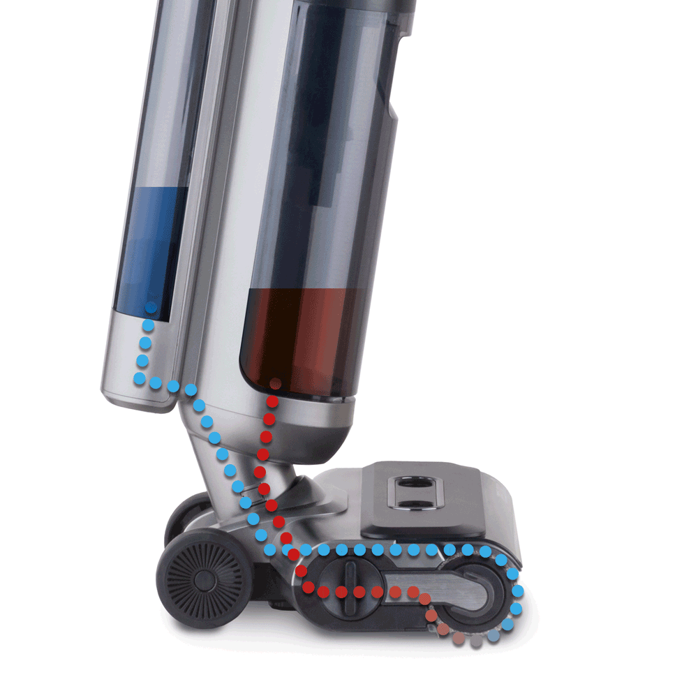 AquaFloorCleaner Cordless, подача чистой и сбор грязной воды  Пылесос AquaFloorCleaner Cordless, подача чистой воды для мытья и сбор грязной воды в отдельный резервуар