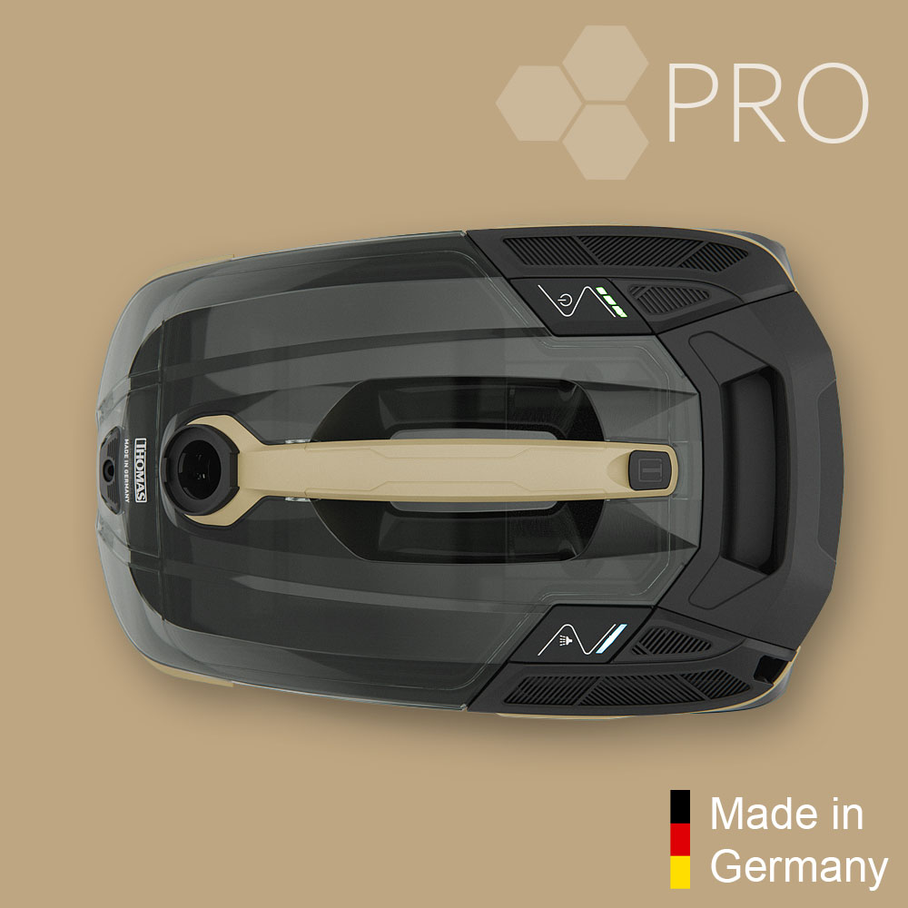 Amfibia Pro Evo, вид сверху, цвет черно-бежевый Моющий пылесос Amfibia Pro Evo для уборки ковров, твердого пола, мебели и паркета