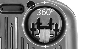 Передний ролик пылесоса для легкости перемещения, который может оборачиваться на 360 градусов